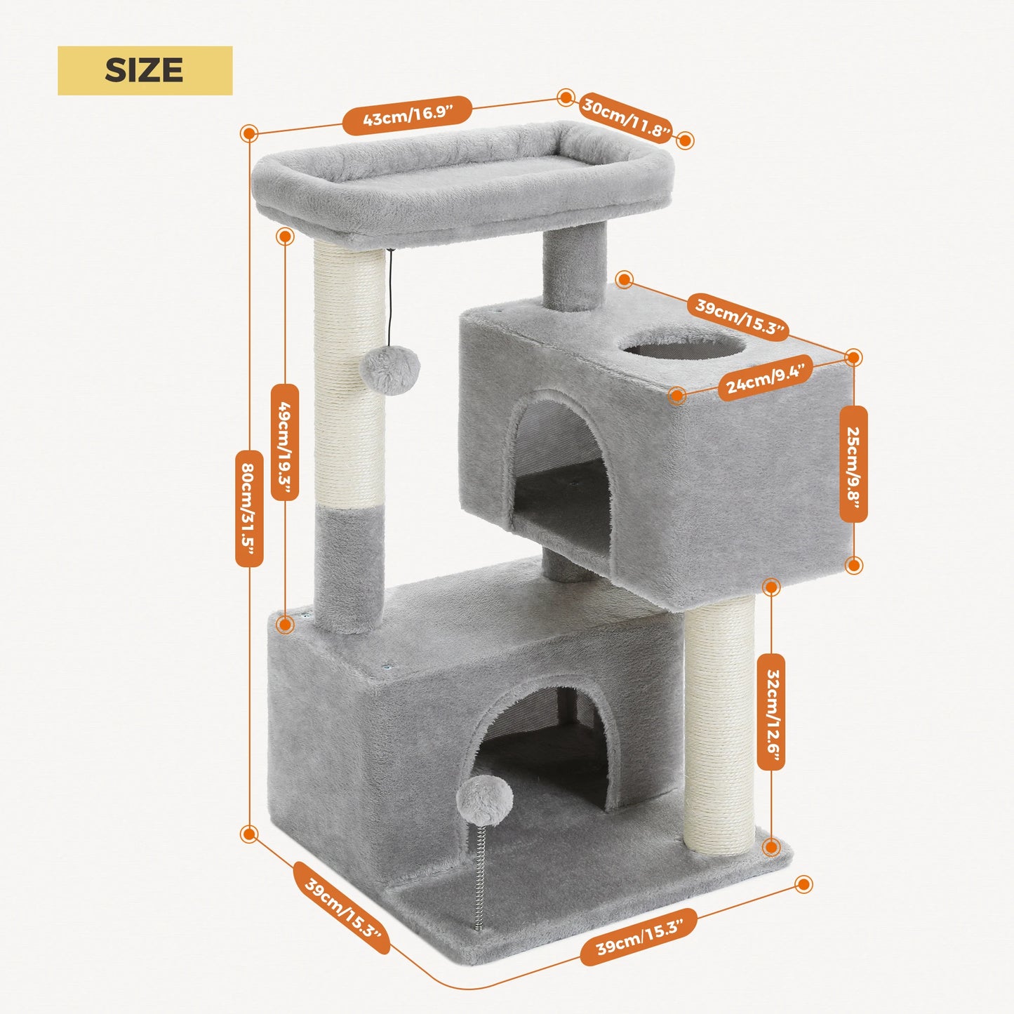 PAWZ Road Large Cat Tree Indoor Multi-Level Tower With Condos