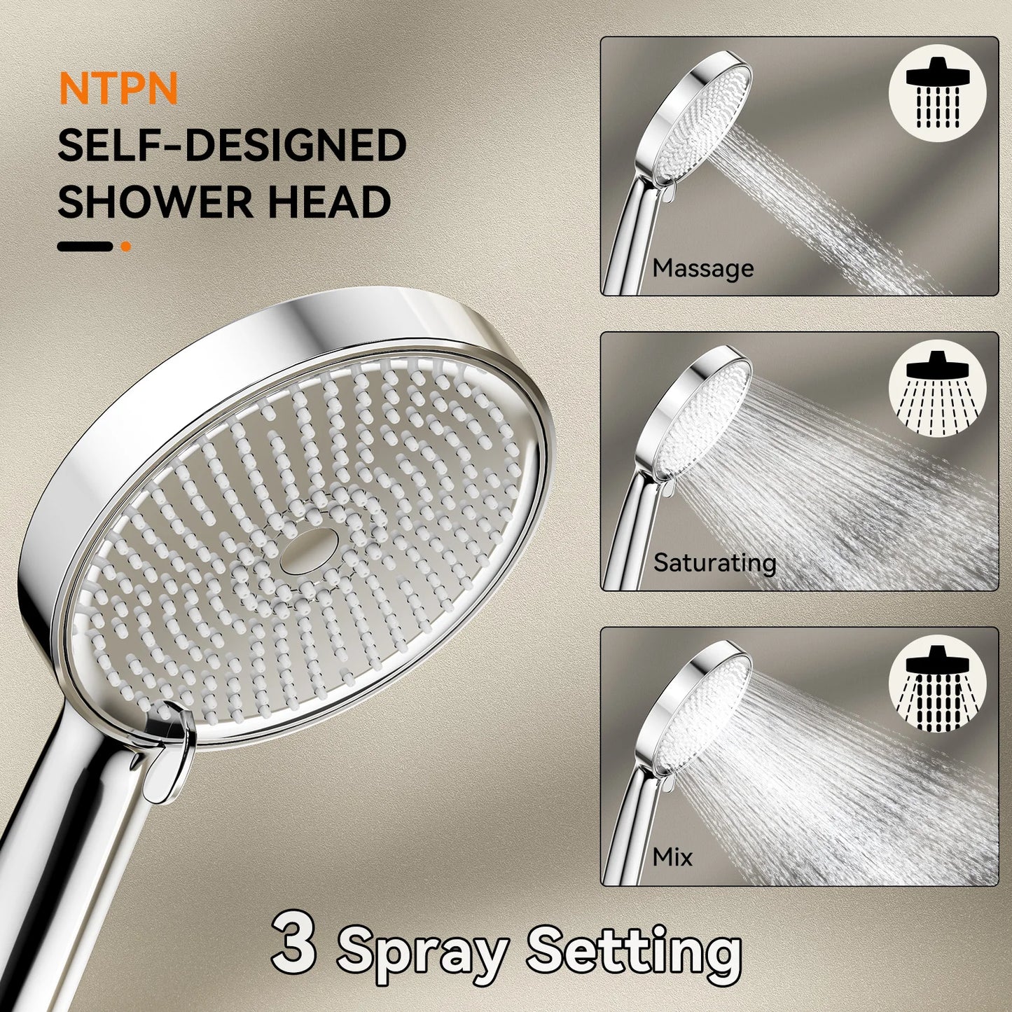 Tandem Shower Head For Couples Dual Shower Head Stainless Steel