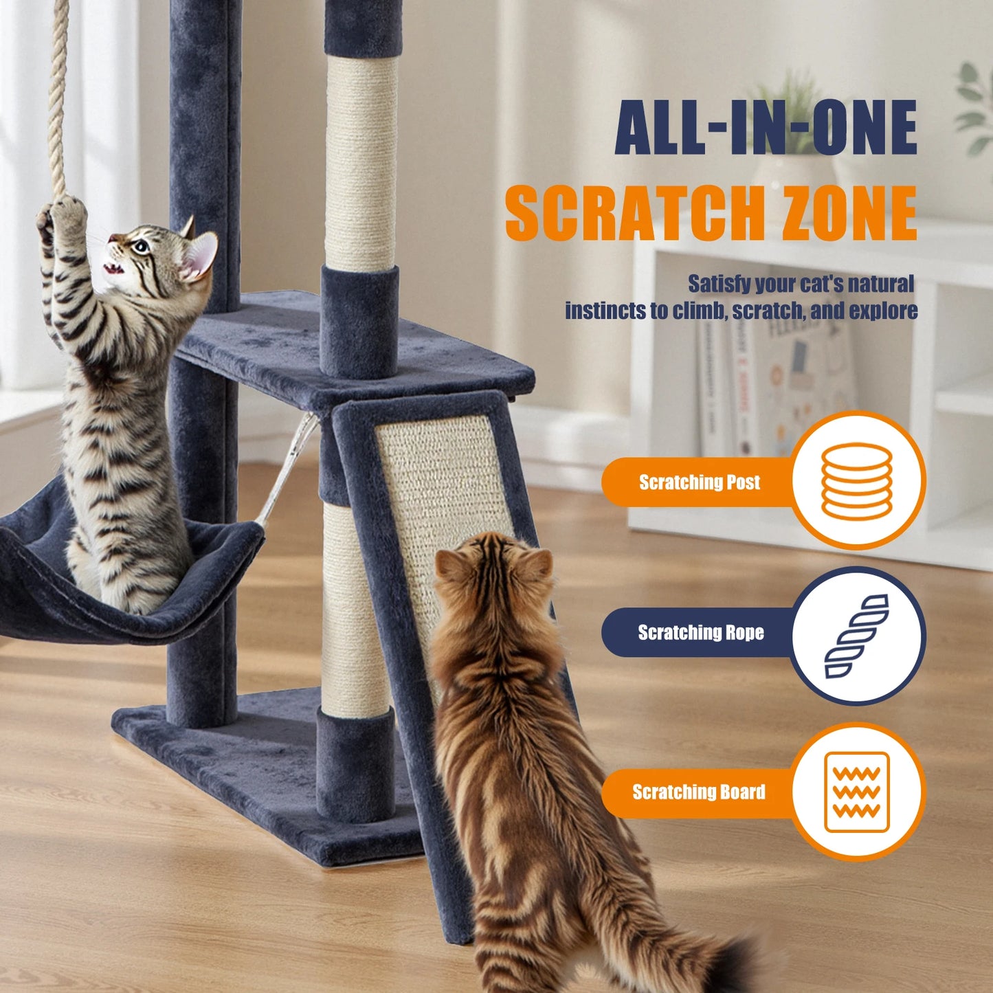 MCQ CN Cat Tree Tower Multi-Level Condo For Indoor Cats