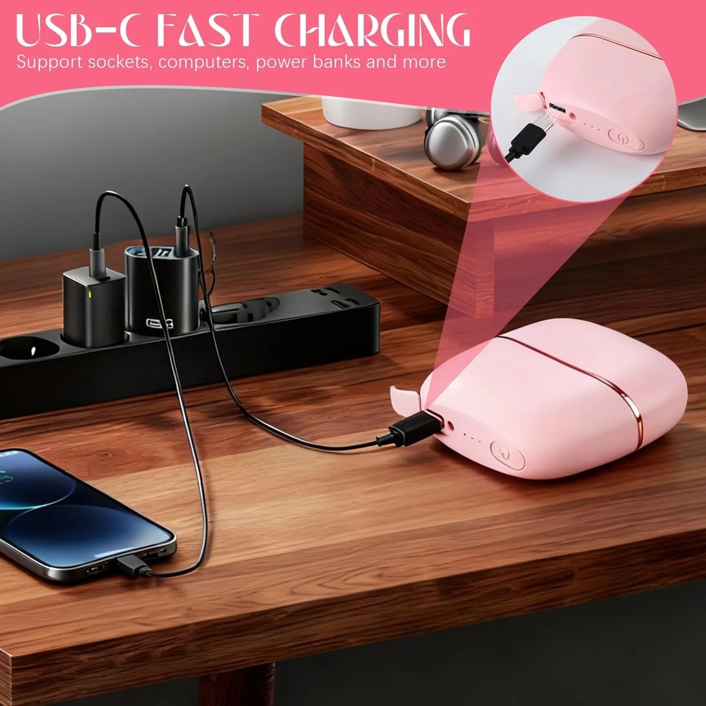 Mini Rechargeable Hair Straightener Brush With 3 Speed Temperature Control