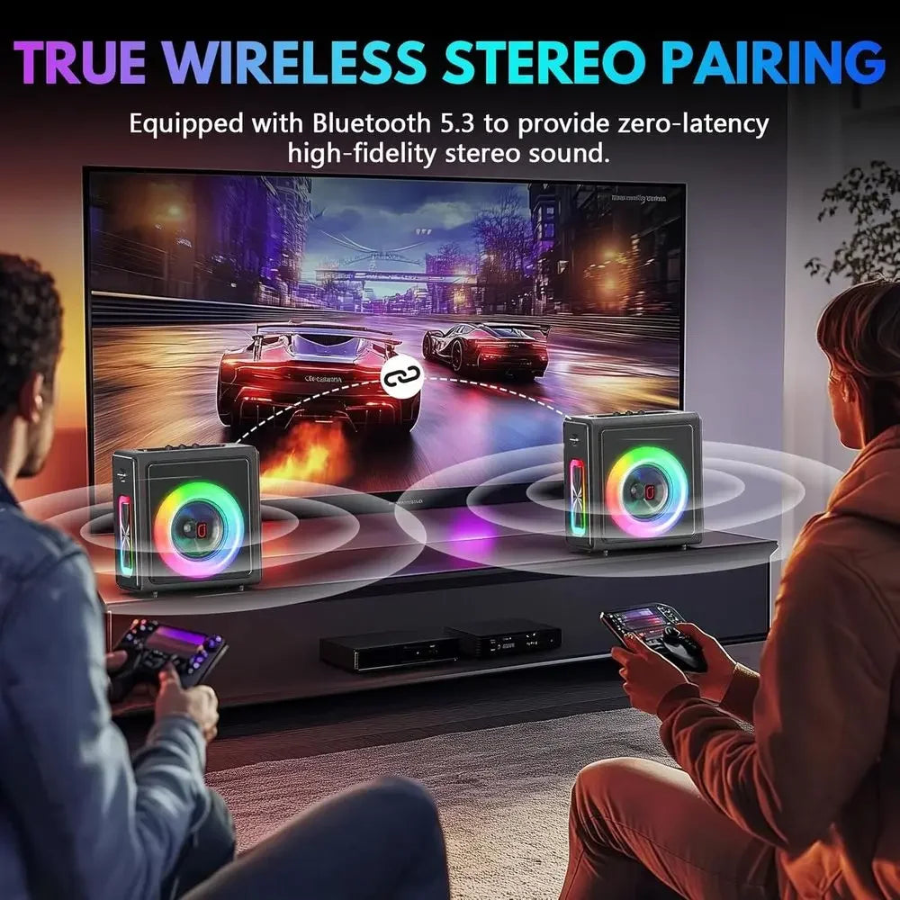 JHLU Karaoke Portable Bluetooth Speaker With Wireless Microphones