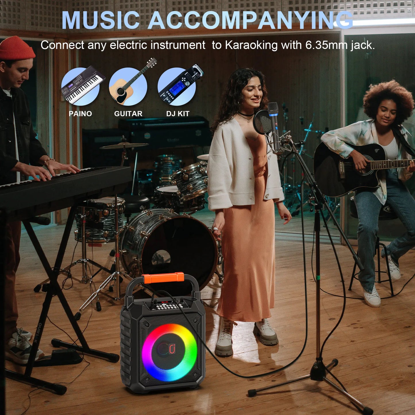 FanFun T17 Karaoke Machine With Wireless Microphones Party Speaker