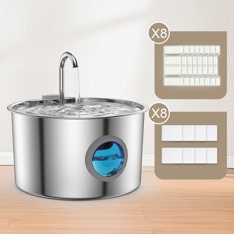 OPETH Stainless Steel Cat Water Fountain With Replaceable Filters