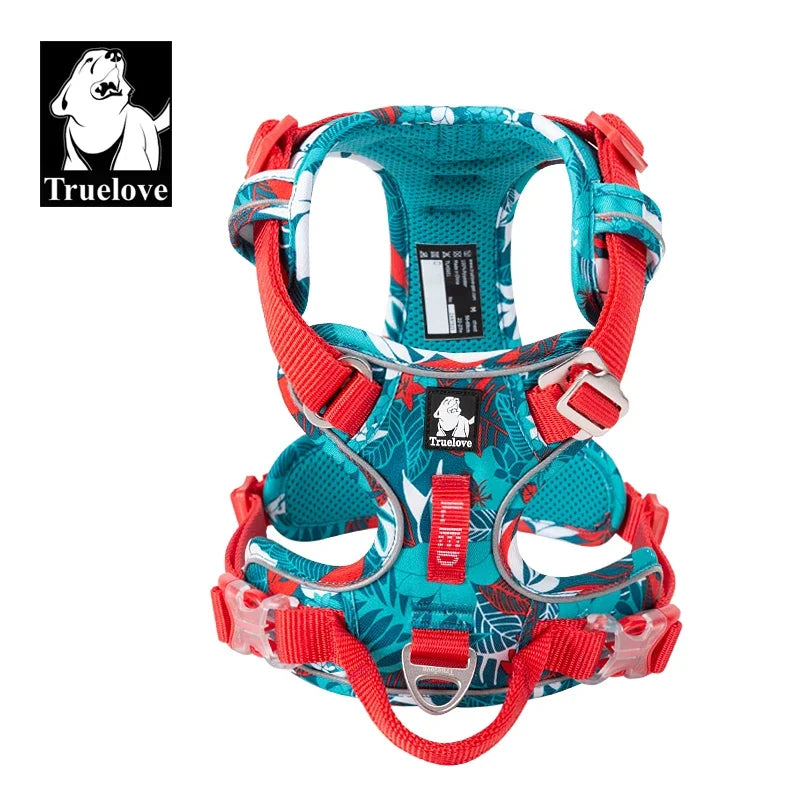 TRUELOVE Reflective Nylon Dog Harness No Pull Adjustable for Outdoor