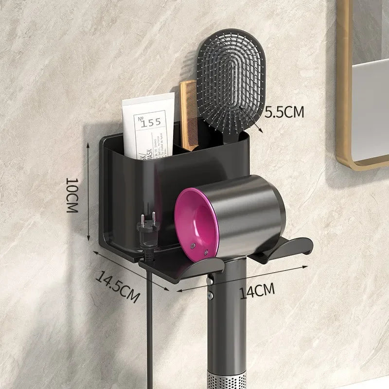 Wall Mounted Hair Dryer Holder And Straightener Organizer Shelves