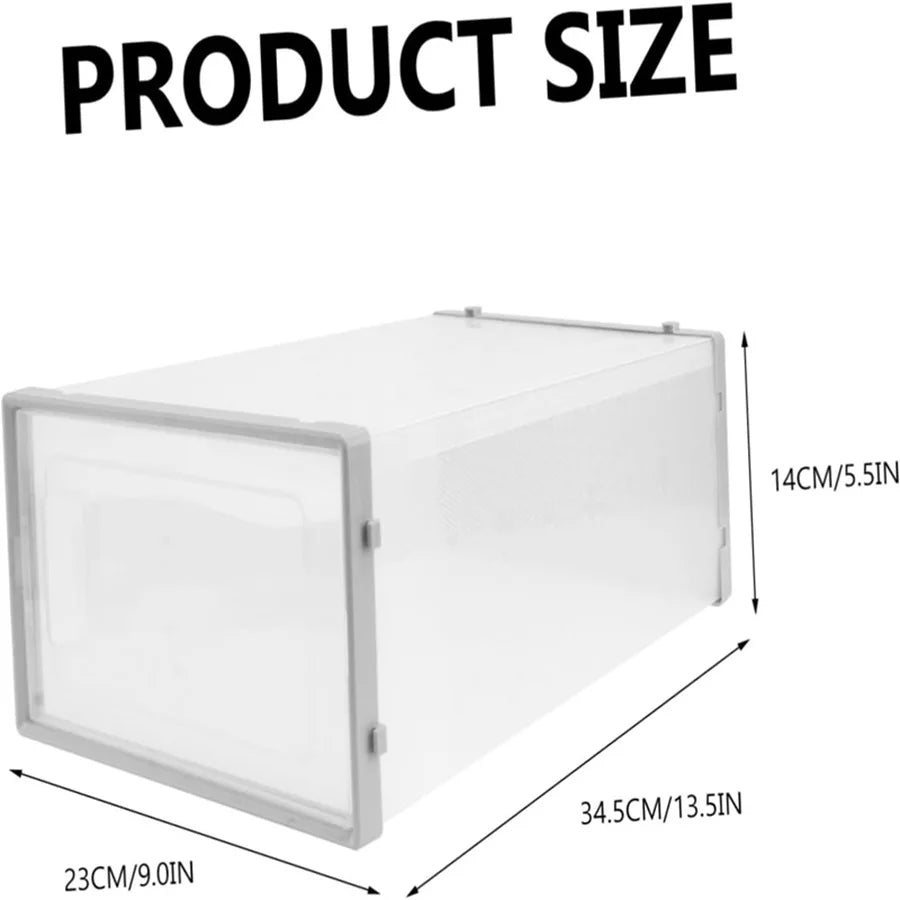 Stackable Plastic Shoe Storage Boxes Dustproof Transparent Display Men Women