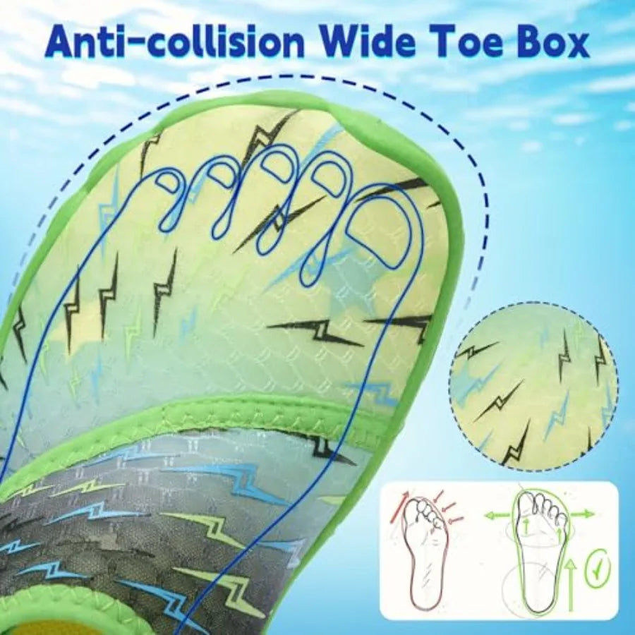Water Shoes Boys Girls - Wide Toe Box Quick Dry Barefoot Shoes Breathable Non Slip Aqua Athletic Sneakers for Swim Beach Pool K