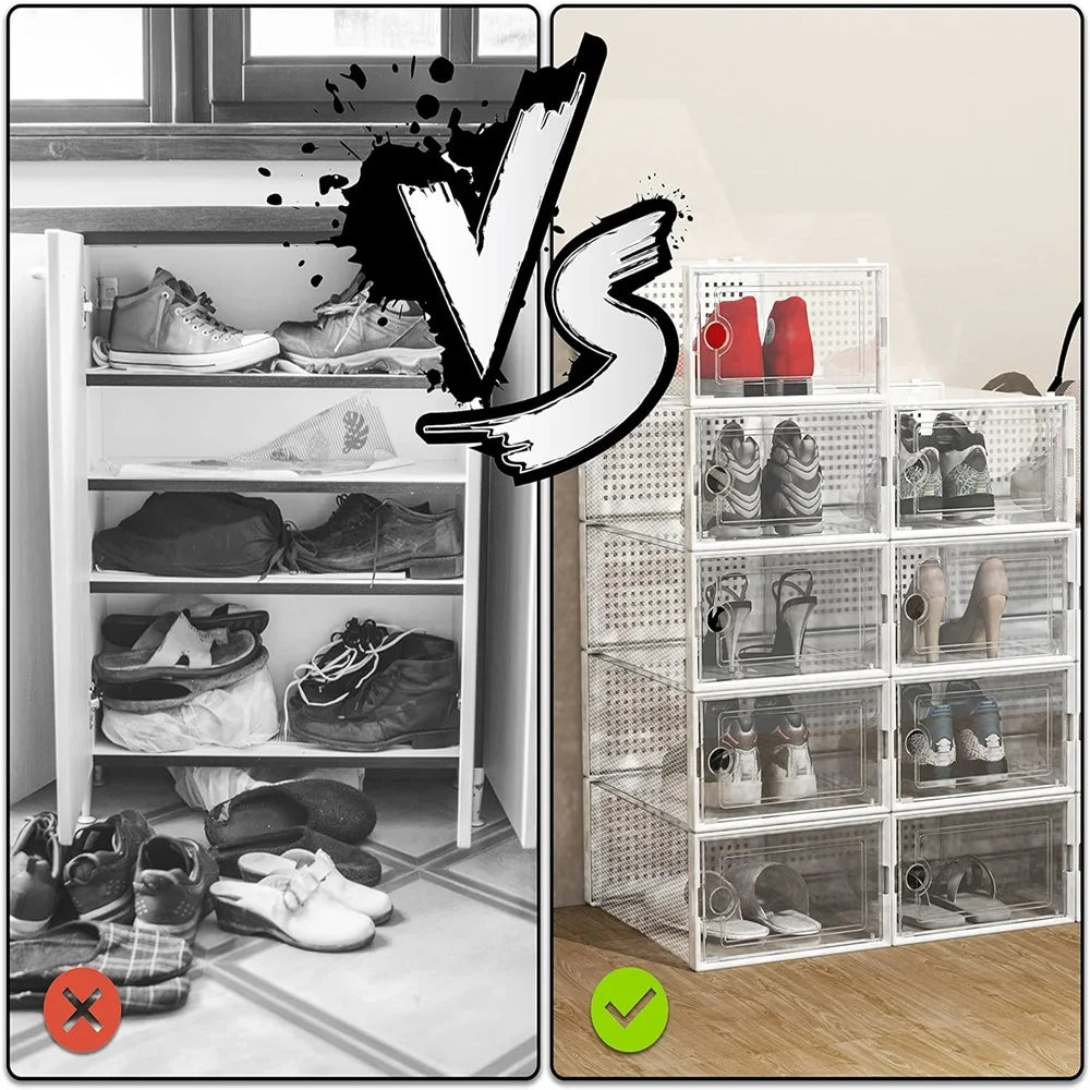 Stackable Plastic Shoe Storage Boxes Dustproof Transparent Display Men Women