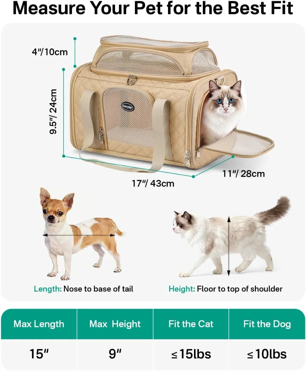 Airline Approved Cat Carrier Soft Sided Under Seat Travel Carrier