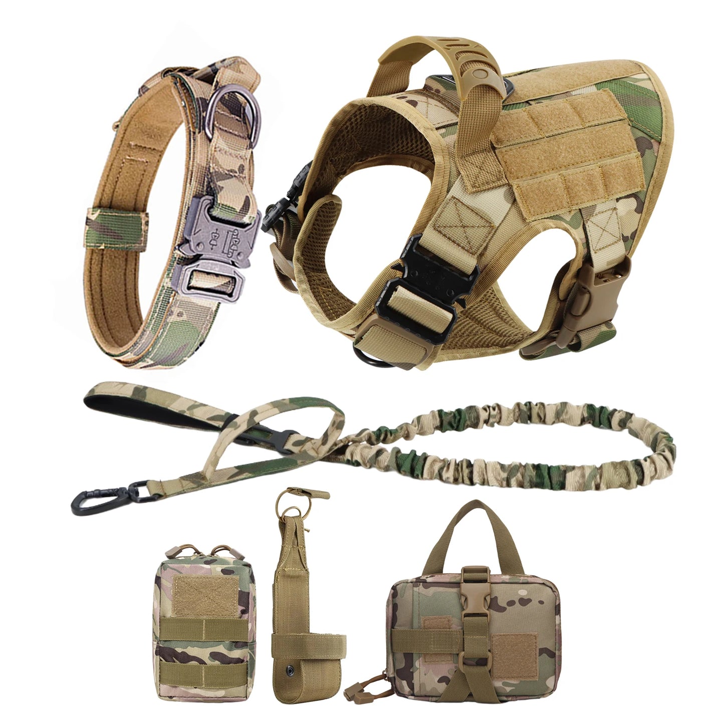 Nylon Dog Harness Leash And Collar Set For German Shepherd Malinois