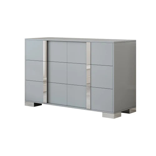 4-Piece Bedroom Set With LED Bed Mirrored Nightstands Dresser