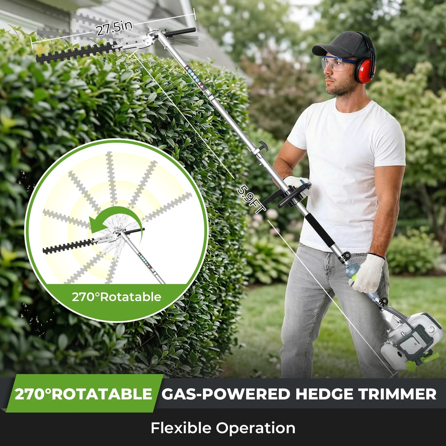 6-In-1 Gas Powered Weed Wacker Trimmer Pole Saw