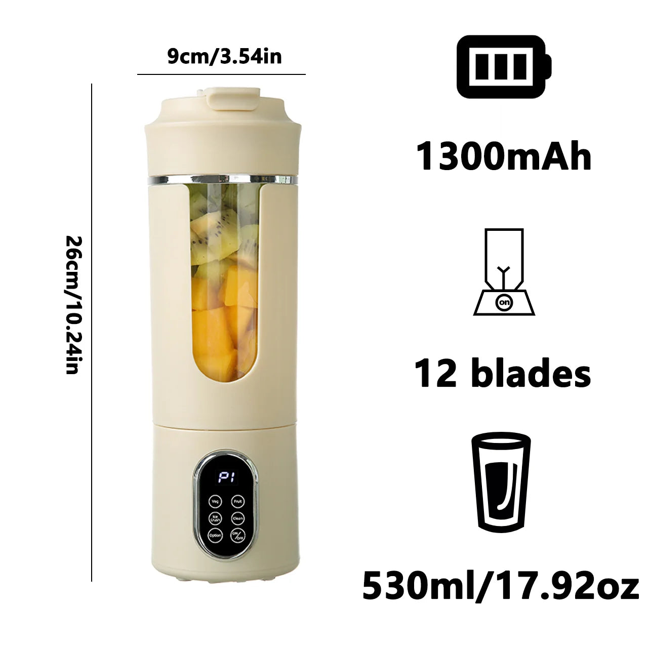 TMJD MISS Portable Wireless USB Juicer 12-Blade Blender