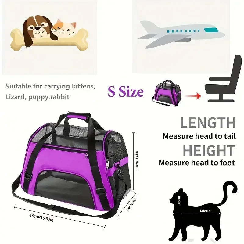 Breathable Mesh Pet Carrier for Small Dogs and Cats