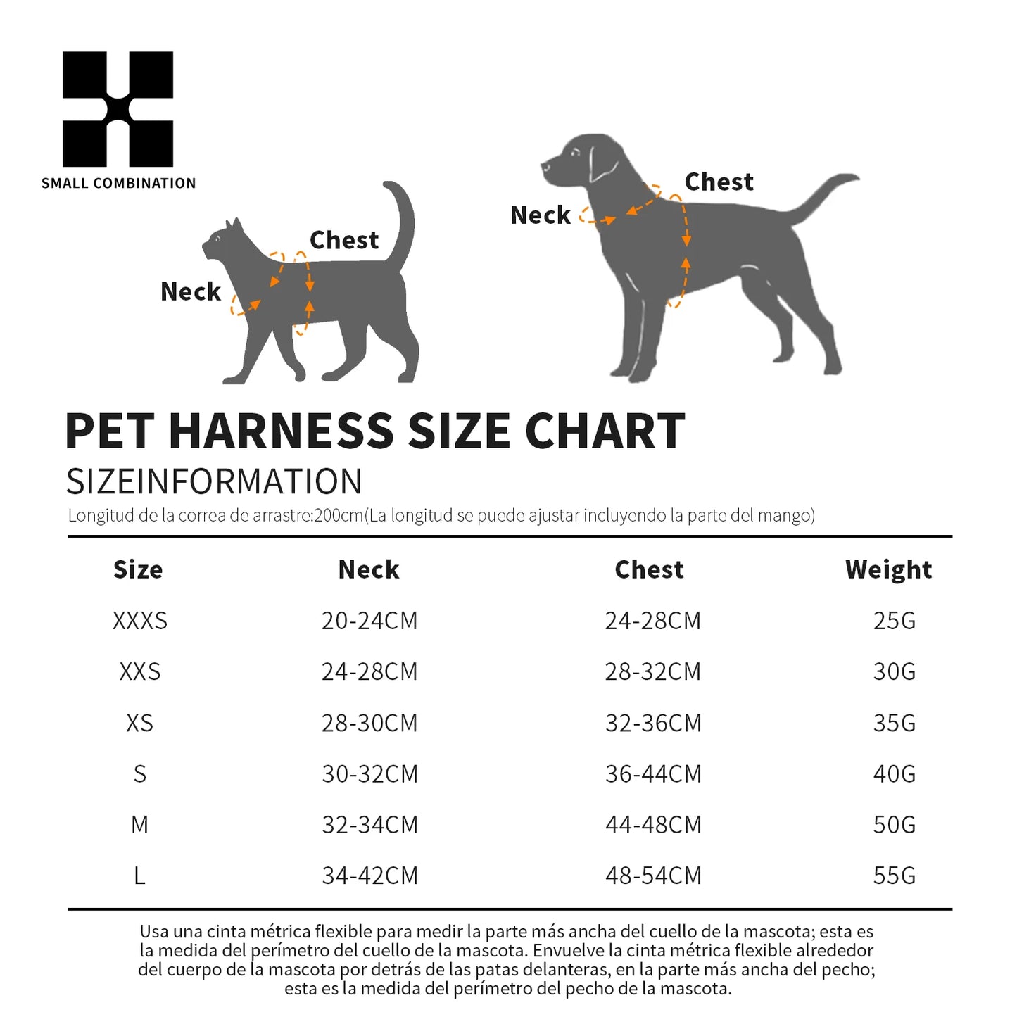 Small Combination Reflective Dog Harness Leash Set Adjustable