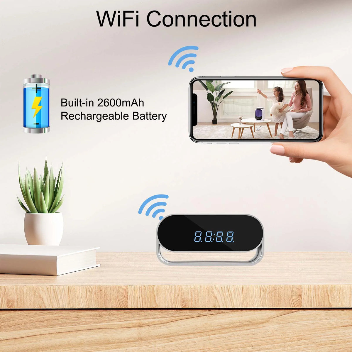 Ouvis 4K Wireless Surveillance Camera Clock With Motion Detection