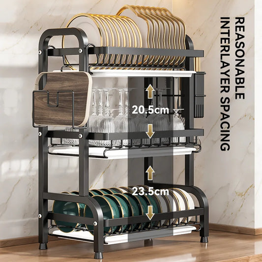 2-3 Layer Stainless Steel Kitchen Storage Rack for Dishes and Bowls - Used for Storing Cutlery, Plates and Bowls Kitchen Storage
