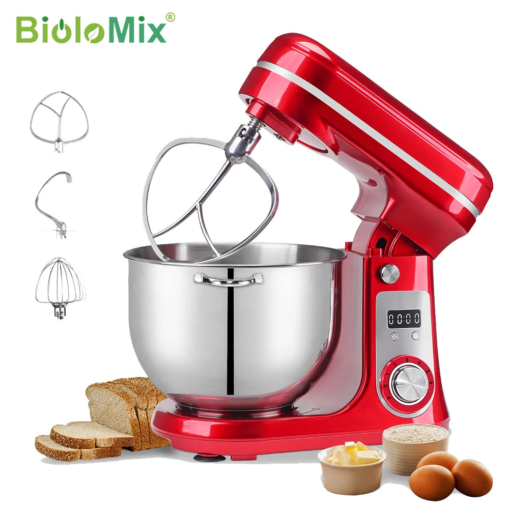 Biolomix Kitchen Stand Mixer 6 Speed 1200W Dough Hook Whisk