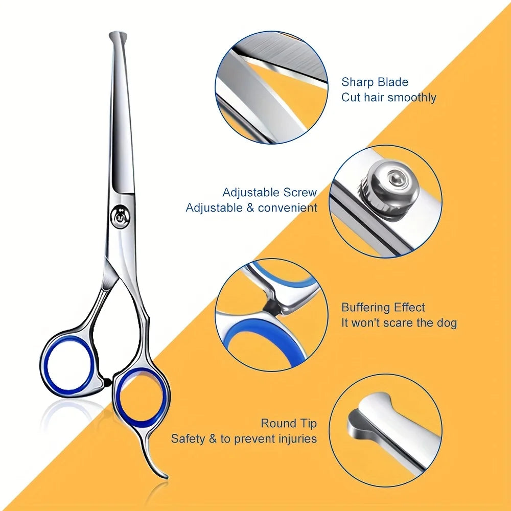 Stainless Steel Dog Grooming Scissors Set With Titanium Coated Tips