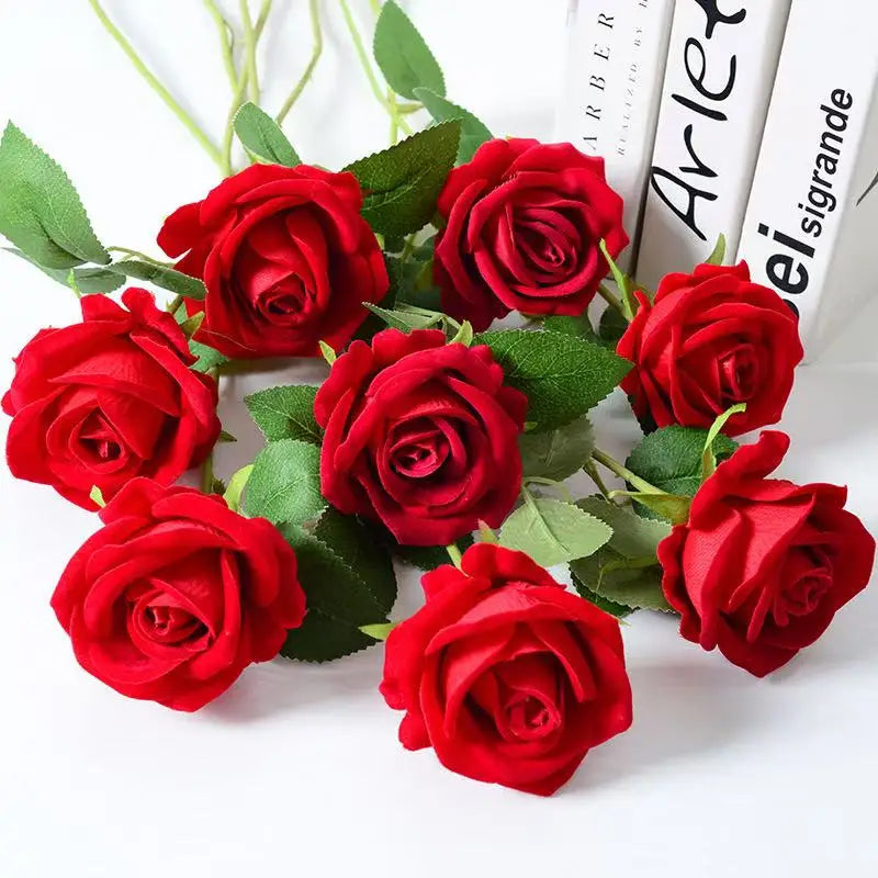 Artificial Rose Flower Branches Realistic Fake Roses For Wedding Decor