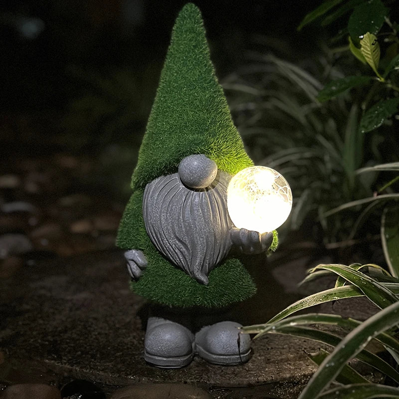Solar Garden Gnome Watering Can Statue Light Outdoor Decor