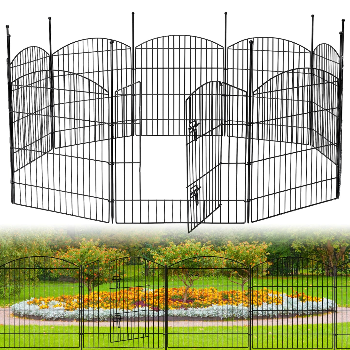 No Dig Decorative Garden Fence With Gate Nine Panels