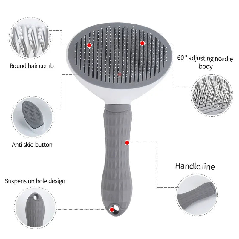 One Button Self Cleaning Slicker Brush For Dog And Cat Grooming