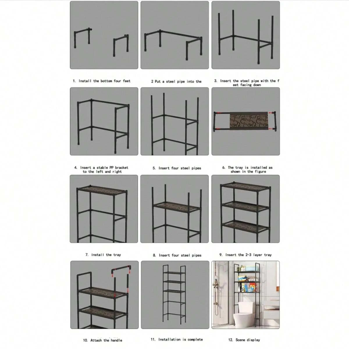 Three Tier Over Toilet Bathroom Storage Rack Organizer Solution