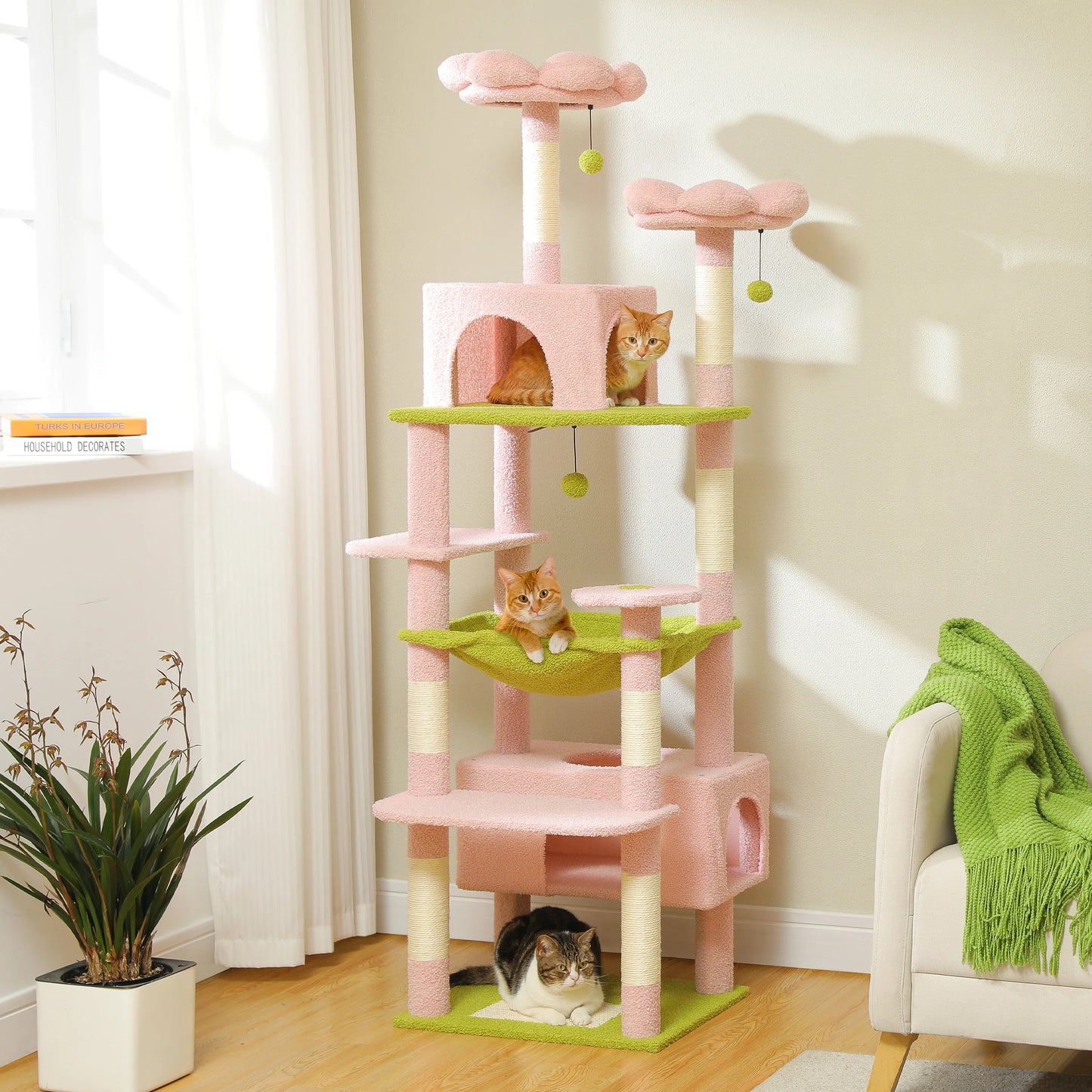 PEQULTI Multi Level Cat Tree Tower With Scratching Posts