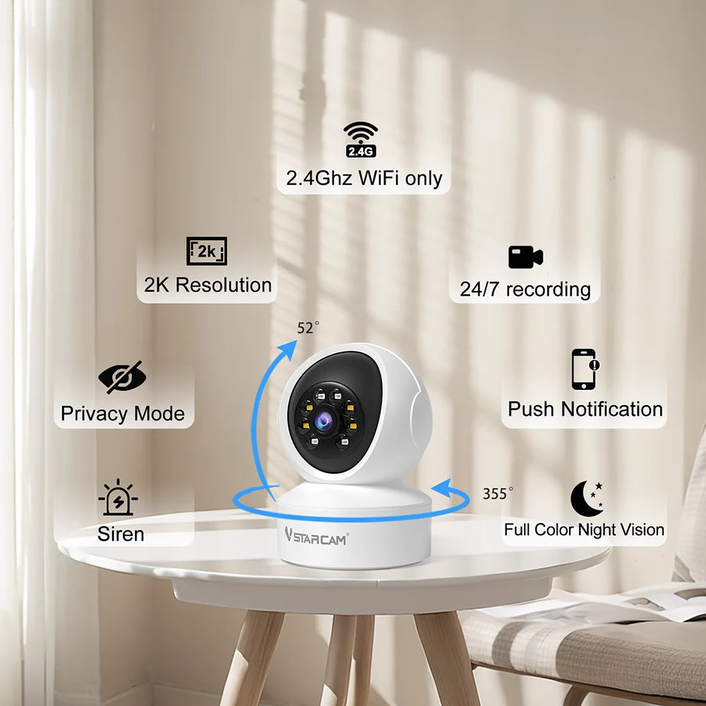 Vstarcam Indoor Security Camera 360 Coverage Night Vision 2-Way Audio