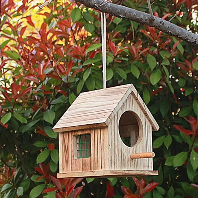 Wooden Outdoor Birdhouse Weatherproof Hanging Nest Box