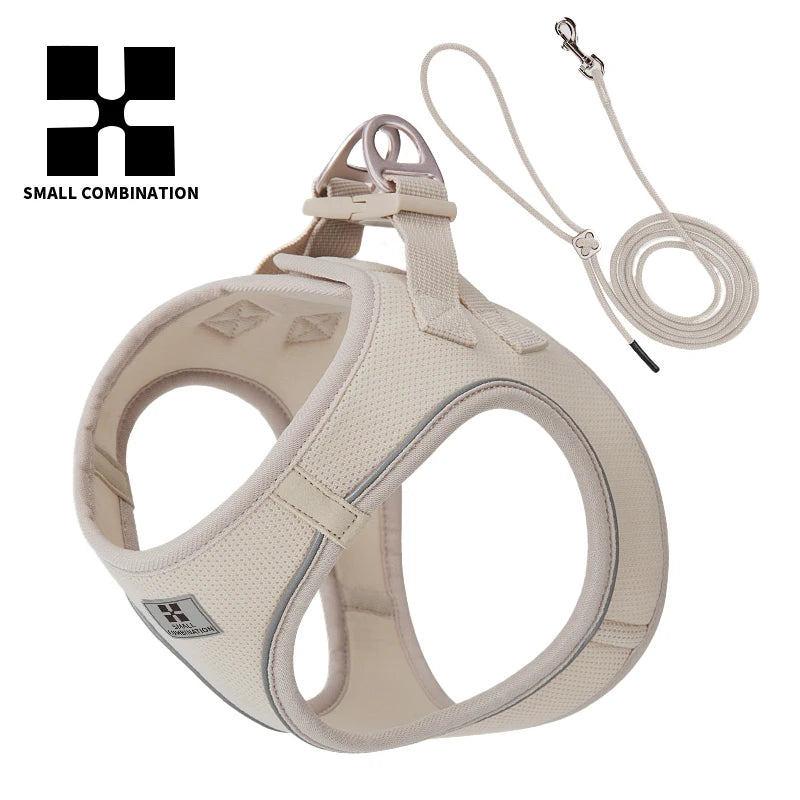 Small Combination Reflective Dog Harness Leash Set Adjustable