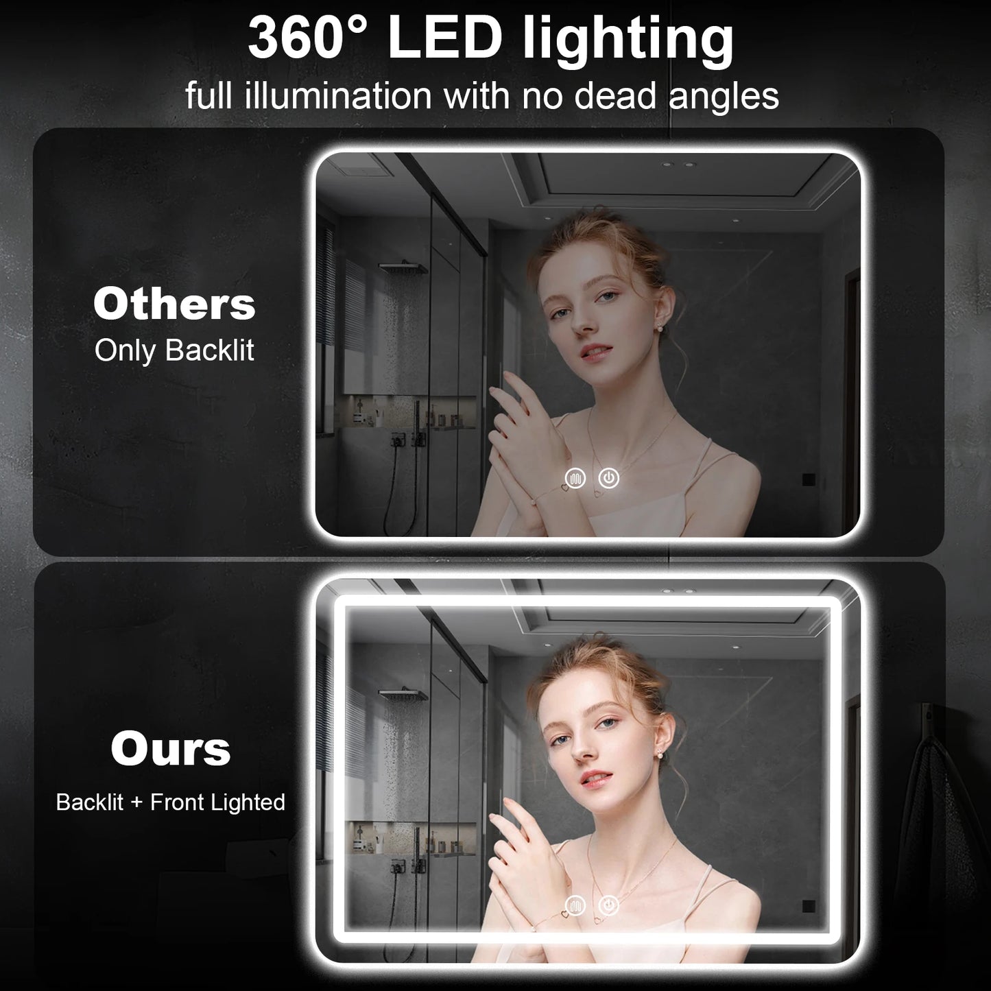 MYGIIVOVO LED Fogless Demister Vanity Mirror With Backlit Lights