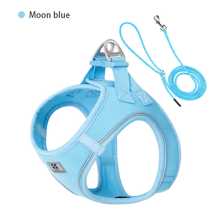 Small Combination Reflective Dog Harness Leash Set Adjustable
