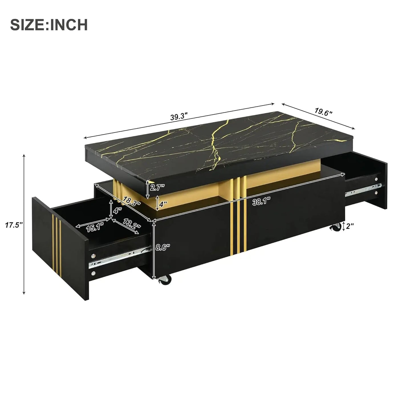 Modern Minimalist Coffee Table With Faux Marble Top