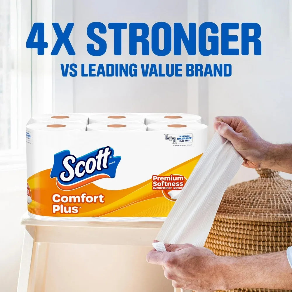 Comfort Plus Toilet Paper 12 Triple Rolls Soft Strong Bathroom Tissue Eco Friendly Household Paper