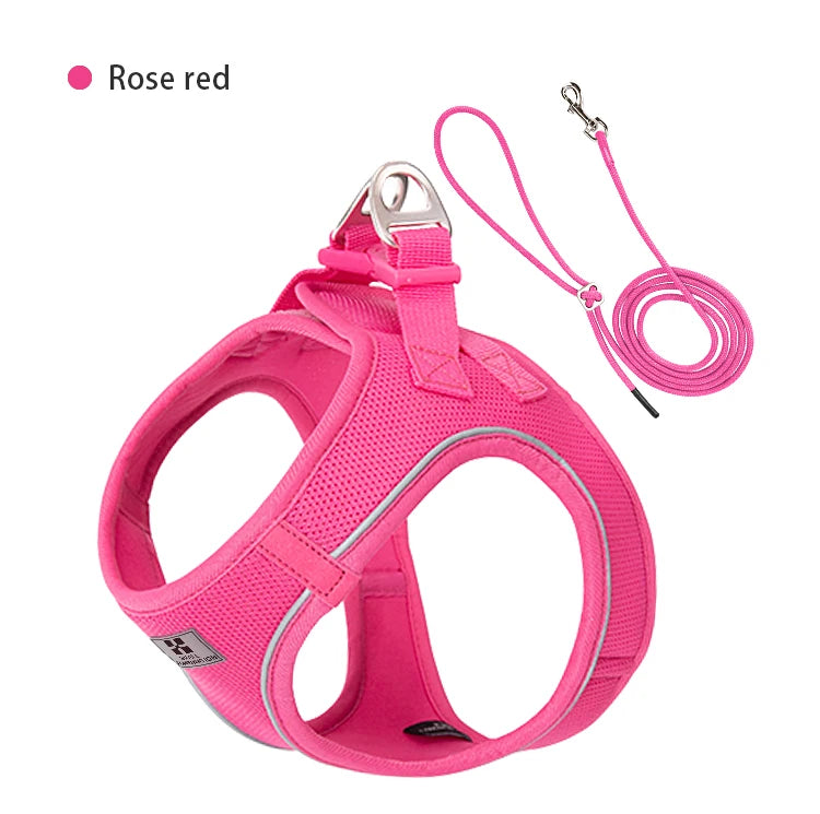 Small Combination Reflective Dog Harness Leash Set Adjustable