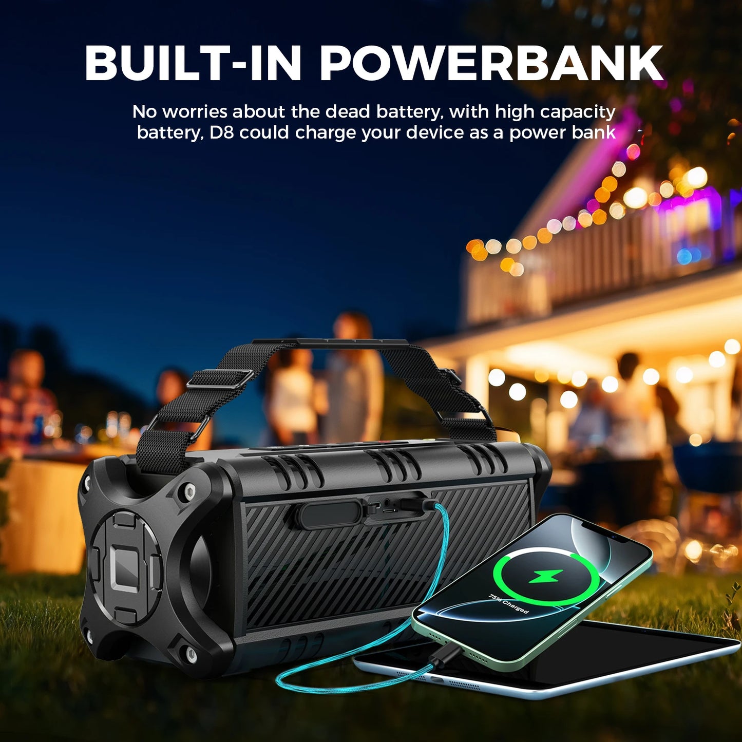 W-King D8 Bluetooth Speaker 50W Outdoor Portable IPX6
