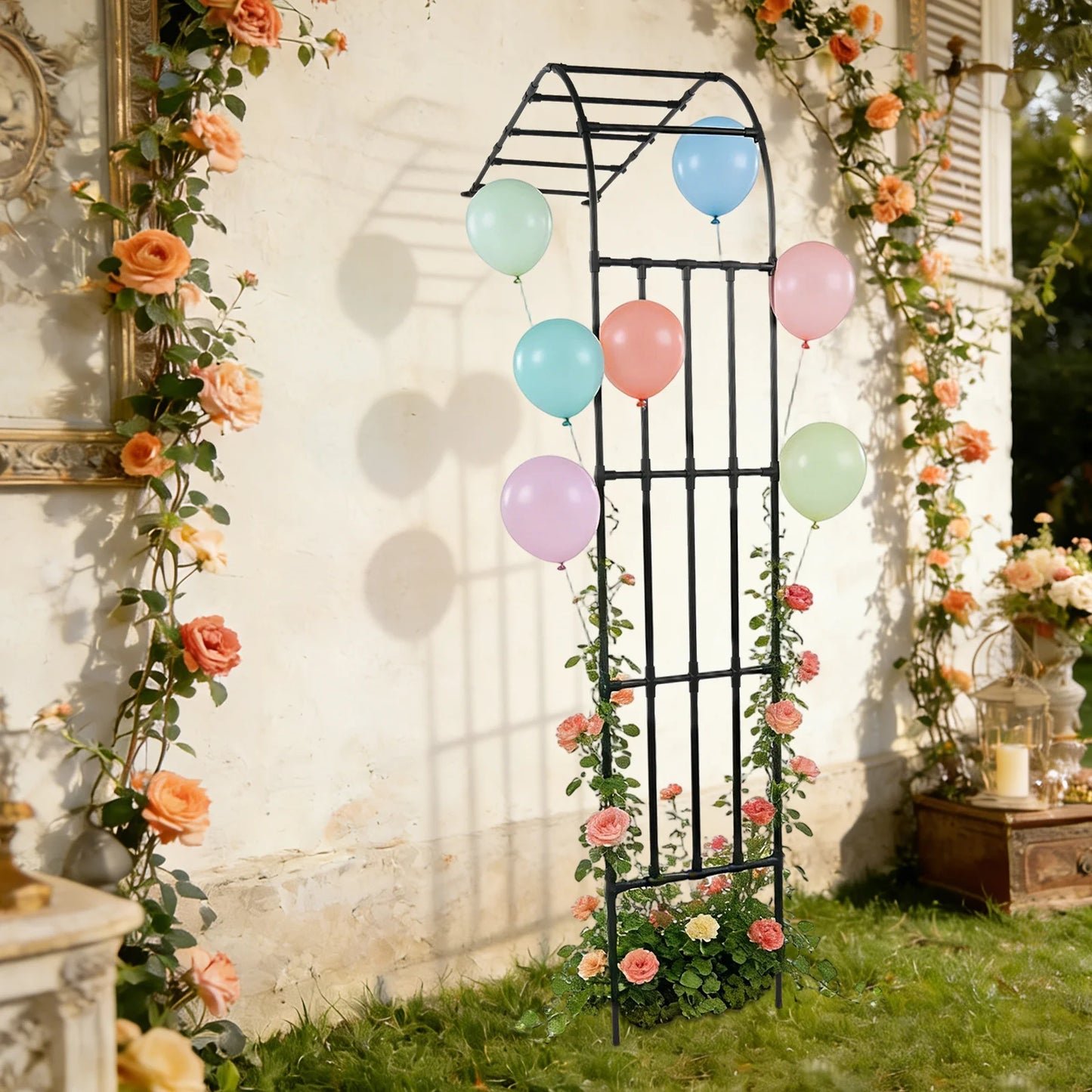 Half Side Garden Arch Trellis Steel Free Standing Plant Support