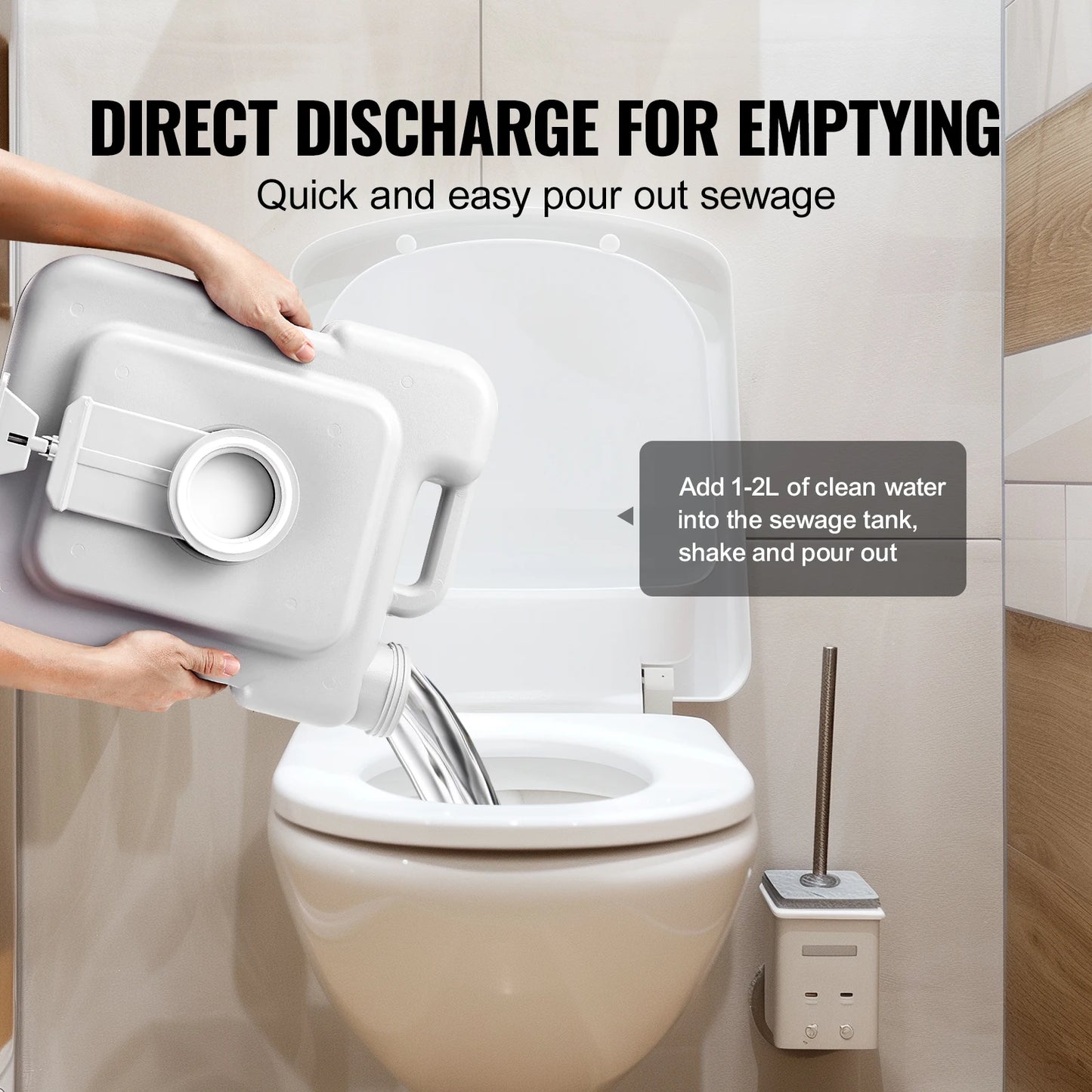 SucceBuy Portable Toilet for Camping Porta Potty Push-Button Pressurized Flush Commode Leak-proof and Odourless Portable Toilet