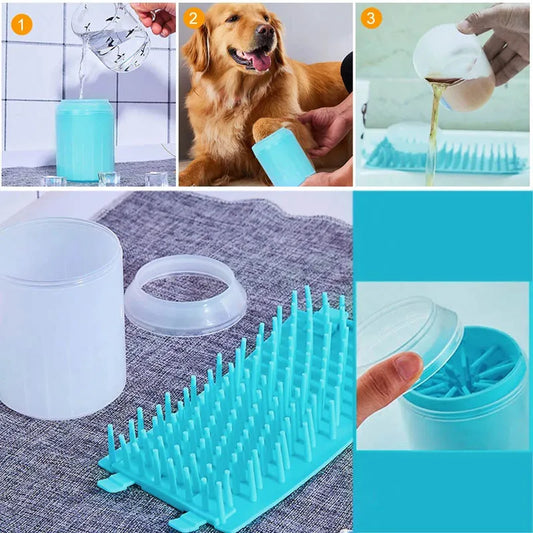 Portable Paw Wash Cup With Soft Silicone Brush For Pets