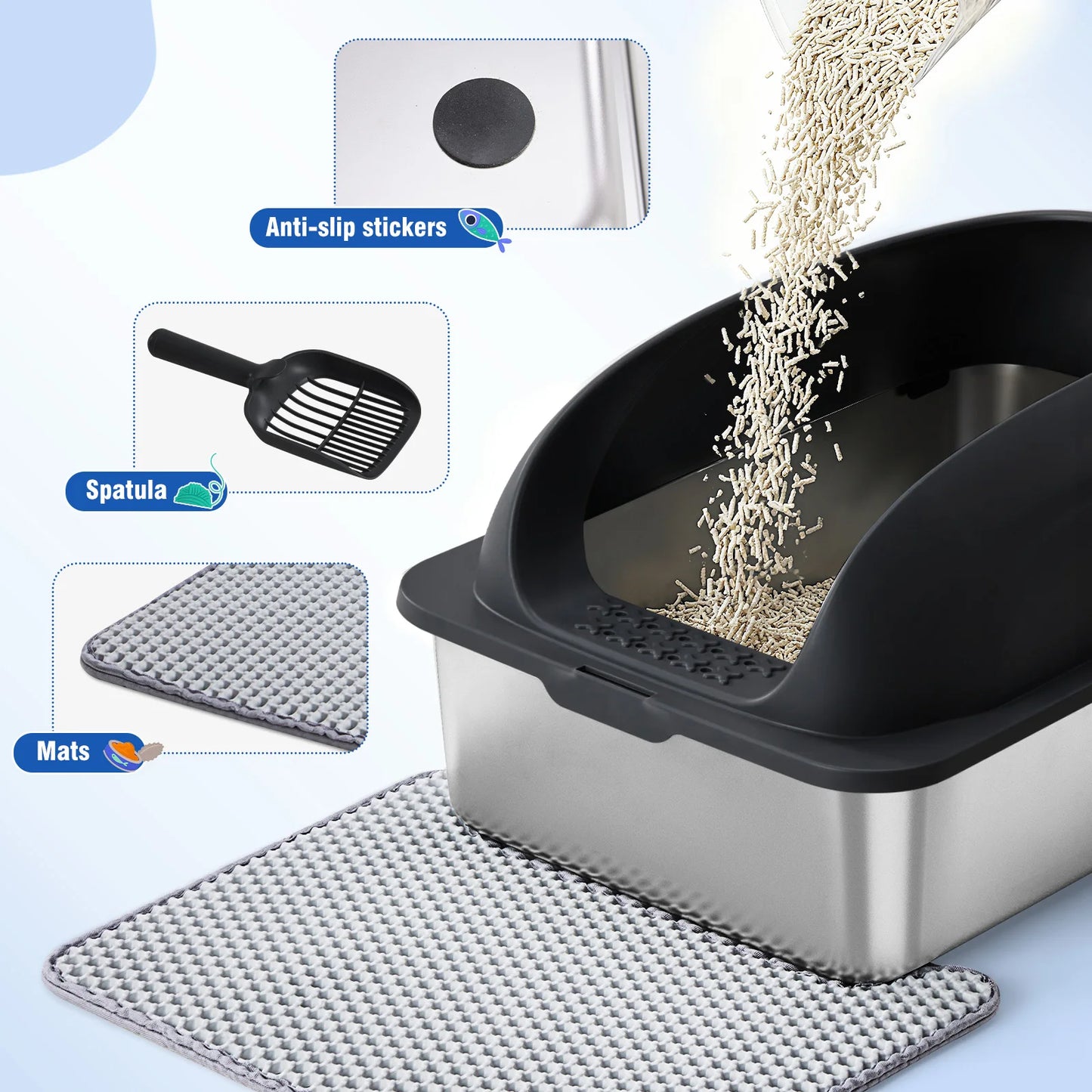 Stainless Steel Cat Litter Box With Lid Easy Clean Design