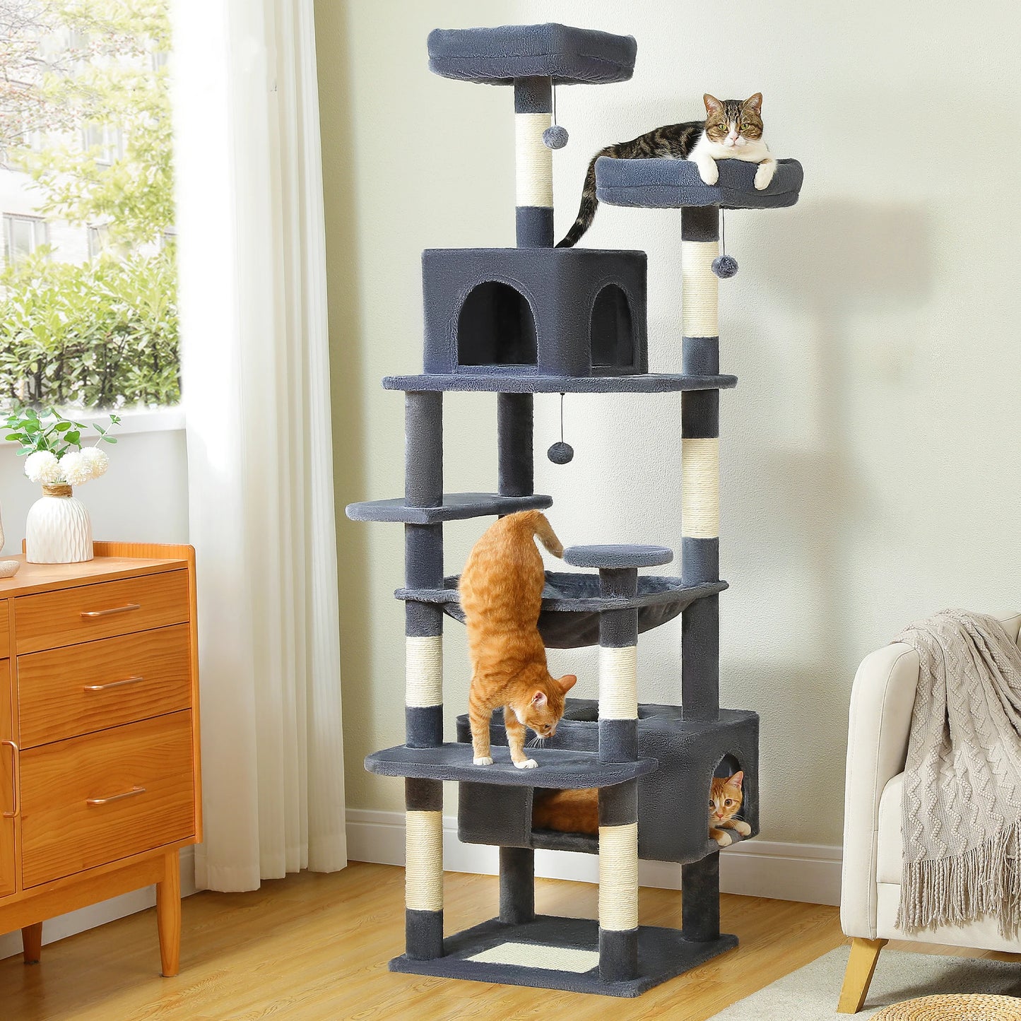 PEQULTI Multi Level Cat Tree Tower With Scratching Posts