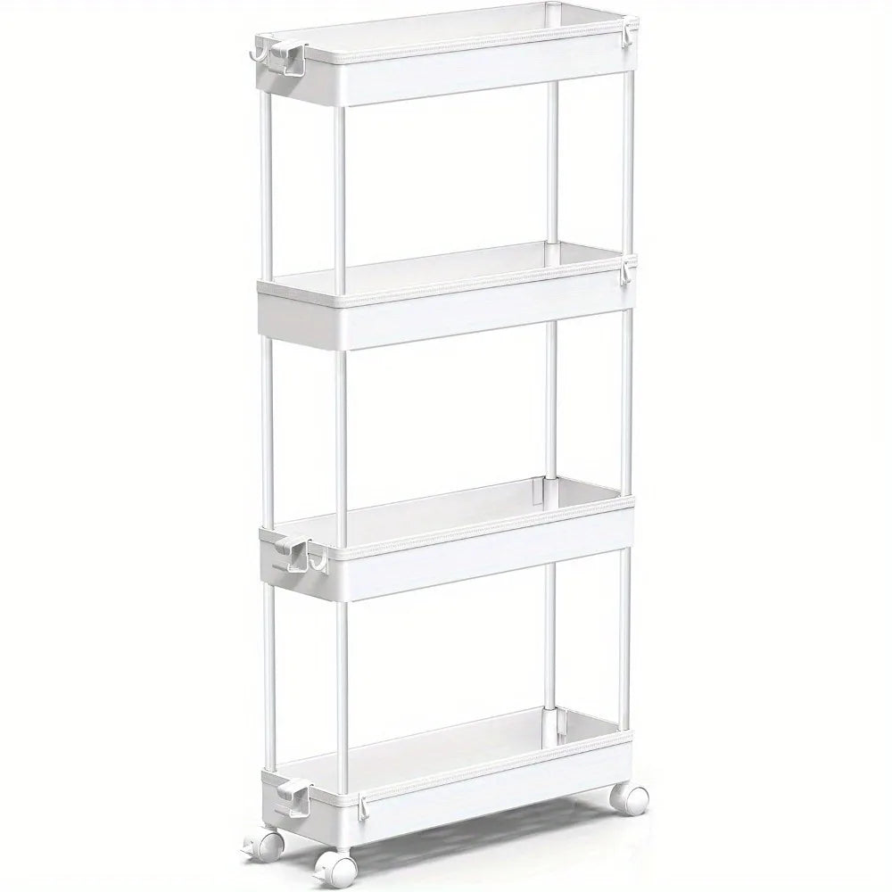 Slim Rolling Storage Cart 4-Tier Organizer Mobile Shelving Unit