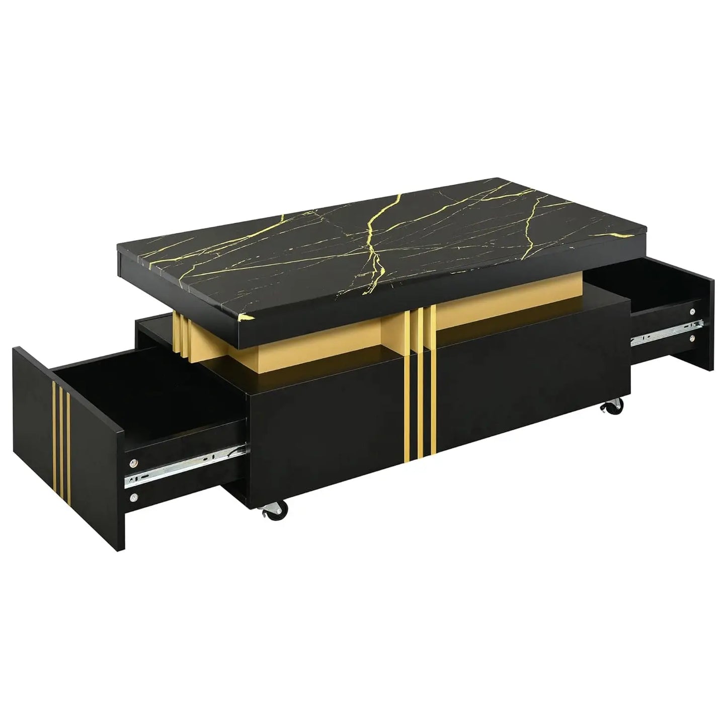 Modern Minimalist Coffee Table With Faux Marble Top