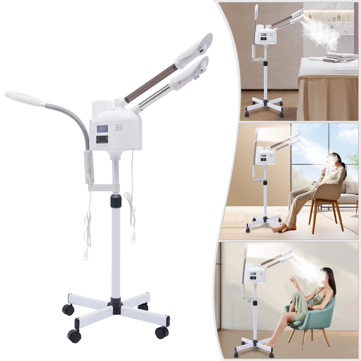 Bymaocar 3-in-1 Facial Steamer LED Magnifying Lamp