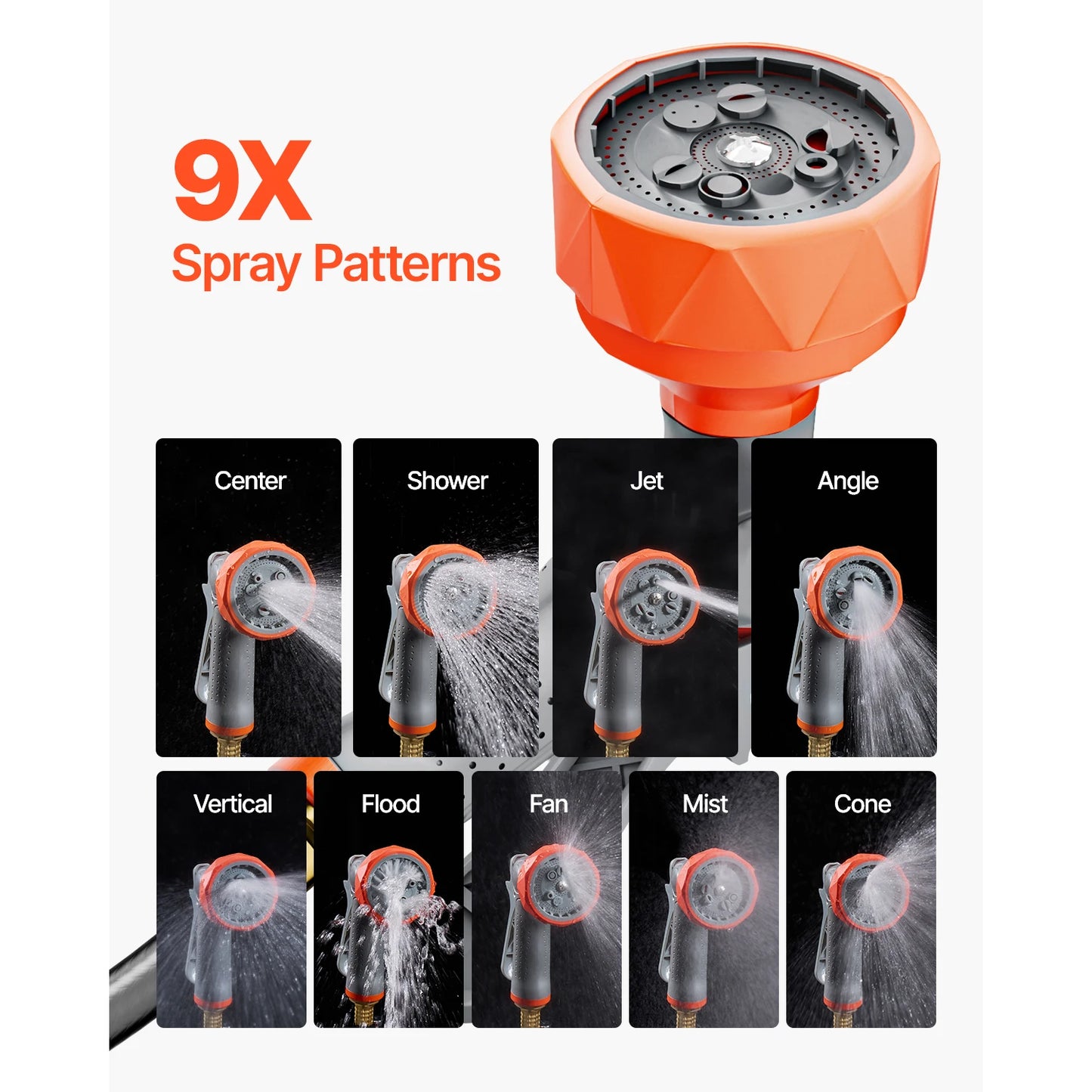 SucceBuy Retractable Wall Mounted Garden Hose Reel With 9 Pattern Nozzle
