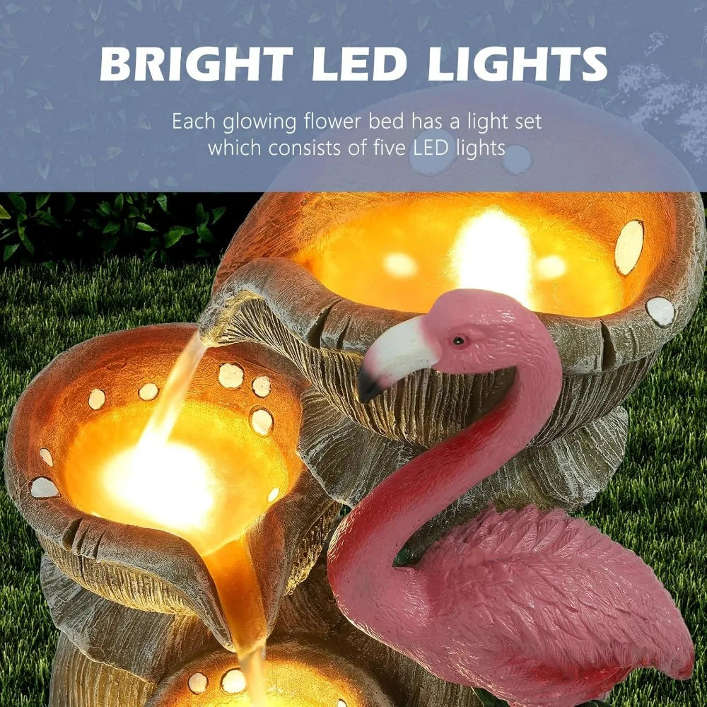 USSerenaY Flamingo Garden Water Fountain With LED Lights