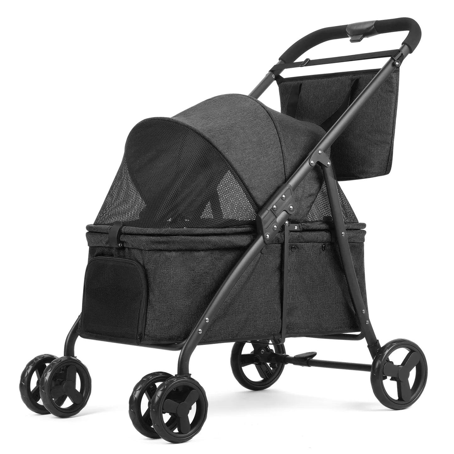 Foldable Dog Stroller Four Wheel Pet Pushchair Travel Carriage