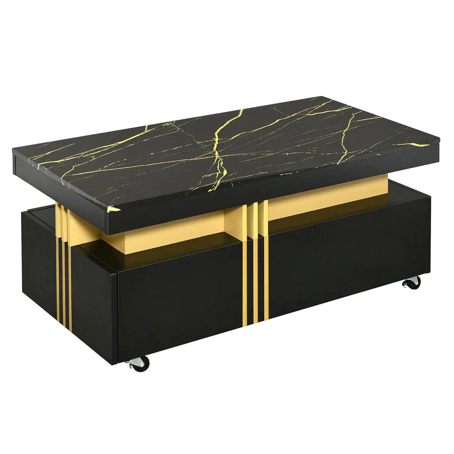 Modern Minimalist Coffee Table With Faux Marble Top